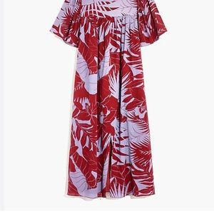 MADEWELL Flutter-Sleeve Caftan Dress in Tropical Vacation Large